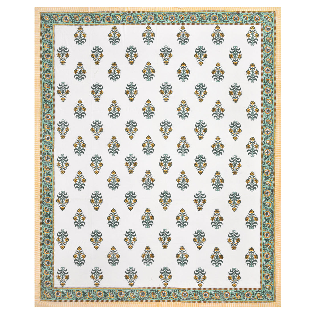 Yellow Rose Petals Hand Block Printed Cotton King Bedsheet Set | 90×108 | 240 TC